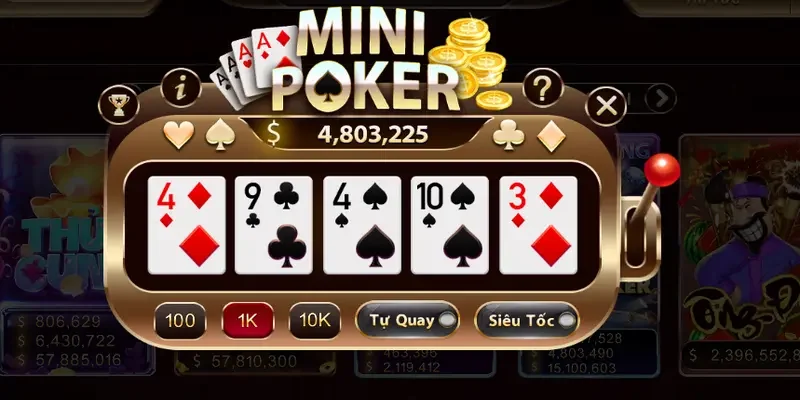 Thao tác chơi mini poker với 3 bước đơn giản